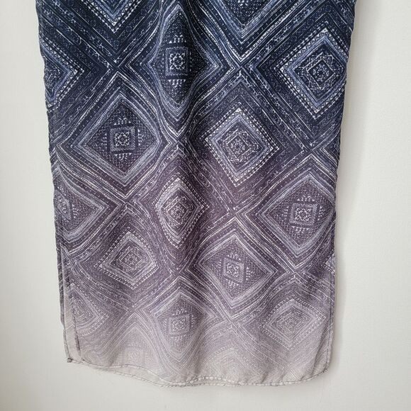 MAURICES Maxi Skirt Blue Ombre Diamond Print Chiffon Pull On Size Medium - Picture 8 of 10